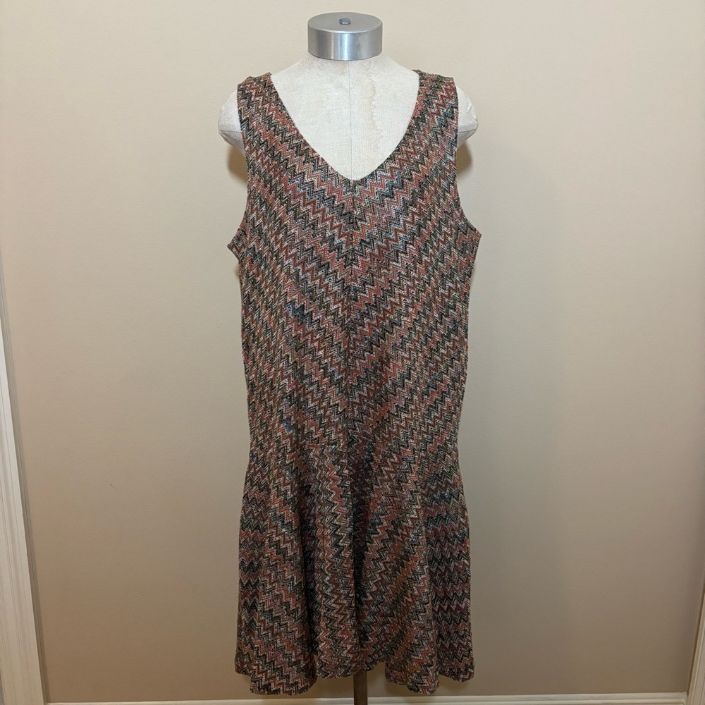 Anthropologie Maeve Westwater Knit Chevron V-Neck Dress Drop Waist